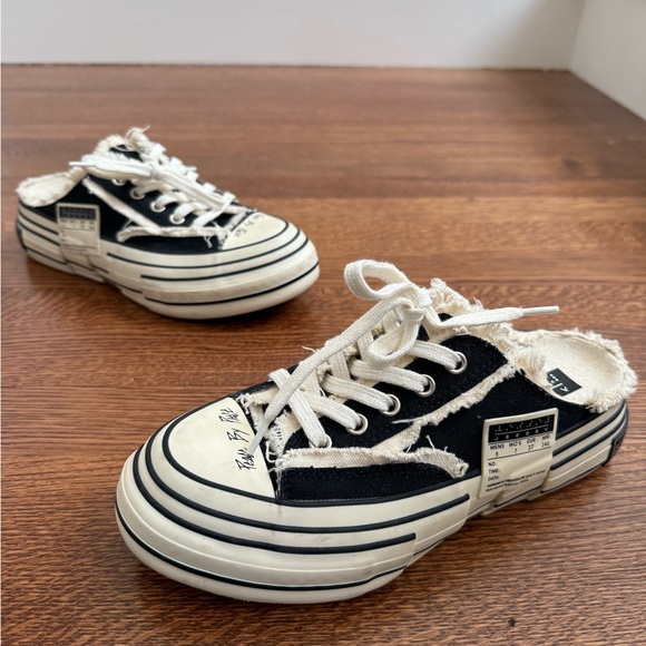 xvessel Shoes - XVessel G.O.P Levels Glows Black White Slip On Sneakers Shoes Distressed M 5 W 7
